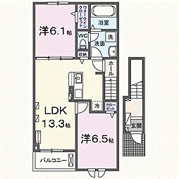 エクスオーシャン 2LDKの間取図画像