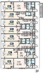 MELDIA京成大和田II 3階1Kの間取り
