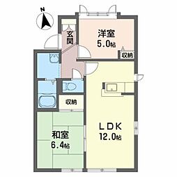 コートハイネスB 2LDKの間取図画像