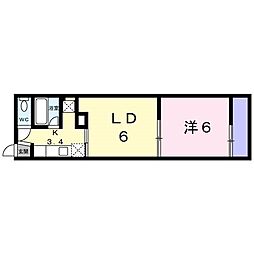 パステルグリーン 1LDKの間取図画像