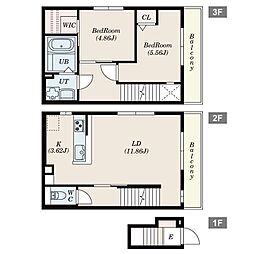 RESIDENCE城西 2LDKの間取図画像