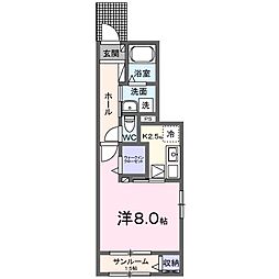ヒカルサ伊万里ウエスト1 1Kの間取図画像