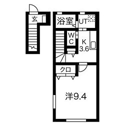 Fiore桜町 A棟 2階1Kの間取り