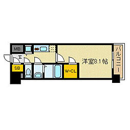 エスリード京都梅小路 1Kの間取図画像