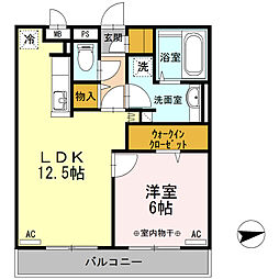 MDPマンション矢巾B 1LDKの間取図画像