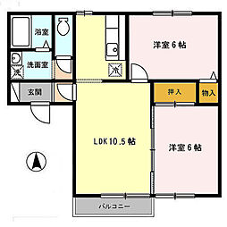 サンウッドA 2LDKの間取図画像