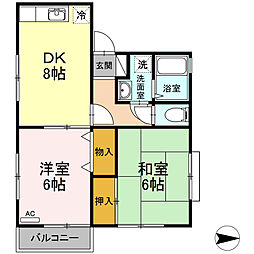 グローヴ　I 1階2DKの間取り