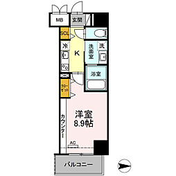ロイヤルスクエア徳川 1Kの間取図画像