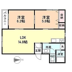 マノワール 2LDKの間取図画像