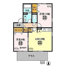 ROYAL GARDEN CASAHARA 1階2LDKの間取り