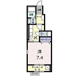 ツイン・ベル2 1Kの間取図画像