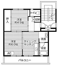 ビレッジハウス大淀1棟 2DKの間取図画像