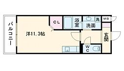 WaterFalls御幸西 ワンルームの間取図画像