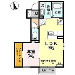 ルミナス山岸 1LDKの間取図画像