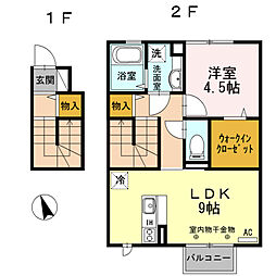 ディアコート2 1LDKの間取図画像
