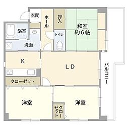 ナイスモア中島 3LDKの間取図画像