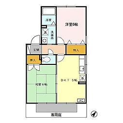 ノースバード 2DKの間取図画像