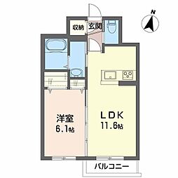 シャーメゾンアウローラ 1LDKの間取図画像
