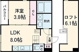 蛍池ヒルズバル 1LDKの間取図画像