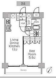 プラウドフラット三軒茶屋2 1LDKの間取図画像