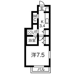 La route 中町 1Kの間取図画像