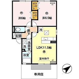 グリーンコート岩出B 2LDKの間取図画像