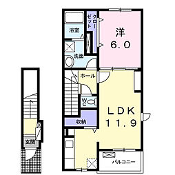 アムール3 1LDKの間取図画像