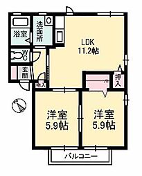 グレースホリ 2LDKの間取図画像