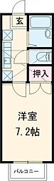 ボヌール原町 1Kの間取図画像
