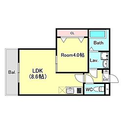 ジーメゾン春日部花積 1階1LDKの間取り