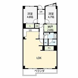厚木セントラルハイツ 2SLDKの間取図画像