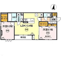 D-ROOM貴船 2LDKの間取図画像