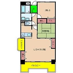 サンダモン北勘 2LDKの間取図画像