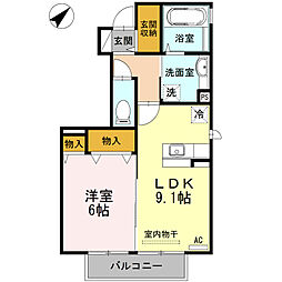 アヴァンテイB 1LDKの間取図画像