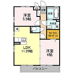 レガロ末広 2LDKの間取図画像