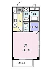 メゾンひのくち 2階1Kの間取り