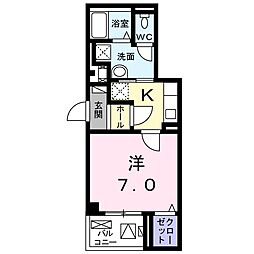 シエル 1Kの間取図画像