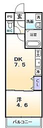 フジパレス堺大浜1番館 1DKの間取図画像