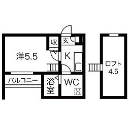 グラシア 1Kの間取図画像