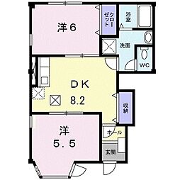 プレミール 2DKの間取図画像