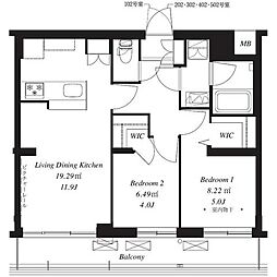 フレンシア下井草 2LDKの間取図画像