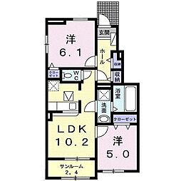 ソラーレ吉井2 2LDKの間取図画像