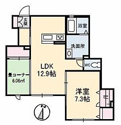 シャーメゾンモア 1LDKの間取図画像