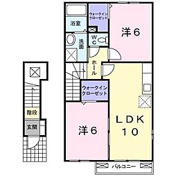 サニーハイツ・キド2 2LDKの間取図画像