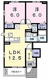 グランド・ソレイユ 2LDKの間取図画像