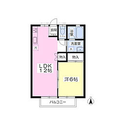 福島交通 笹谷駅 徒歩11分の賃貸アパート 2階1LDKの間取り