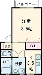 新生町ビレッジ 1Kの間取図画像