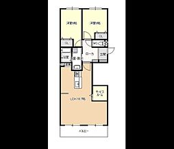 やすいコーポ 4階2LDKの間取り