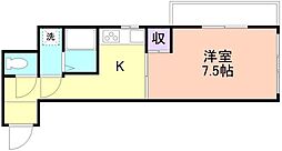 ハナノマンション 1Kの間取図画像