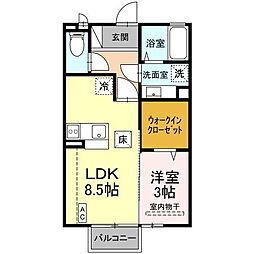 JR東北本線 郡山駅 バス25分 久留米寺西下車 徒歩2分の賃貸アパート 1階1LDKの間取り